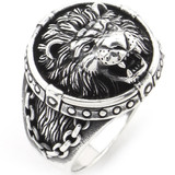 Lion King Ripping Chains - 925 Silver Oxidized - Plain