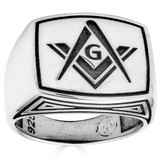 Masonic Lodge Ring - 925 Silver Oxidized - Plain