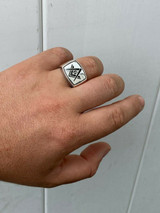 HarlemBling Mens Real Solid 925 Sterling Silver Free Mason G Masonic Lodge Ring Sz 7-13