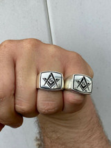 HarlemBling Mens Real Solid 925 Sterling Silver Free Mason G Masonic Lodge Ring Sz 7-13