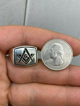 HarlemBling Mens Real Solid 925 Sterling Silver Free Mason G Masonic Lodge Ring Sz 7-13