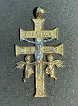 HarlemBling 14k Gold Over Solid 925 Silver Caravaca Cross Double Crucifix For Men LARGE 2.5