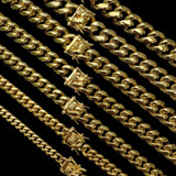 Miami Cuban Link Chain Necklace - 18k Yellow Gold Plated Stainless Steel - 16"-36" - 6mm-18mm