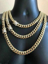 HarlemBling 12mm Mens Cuban Miami Link Chain 14k Gold Plated 18 Choker - 36 Diamond ICY