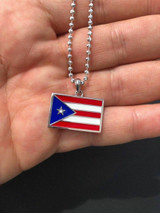 HarlemBling Solid 925 Silver Puerto Rico Flag Pendant 1x0.75 W Free Chain Mens Womens