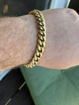 HarlemBling 10mm Mens Miami Cuban Link Bracelet 14k Yellow Gold Over SS DOESNT CHANGE COLOR