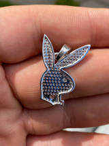 HarlemBling Hip Hop Playboy Bunny Pendant - Iced Diamond Real 925 Silver Gold Rose Necklace