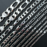 Figaro Link Chain Necklace Or Bracelet - 925 Sterling Silver - 6"-30" - 2.5mm-15mm