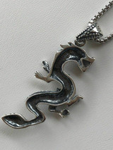 HarlemBling Solid 925 Sterling Silver Chinese Pagan Dragon Mens Pendant W 22 Chain
