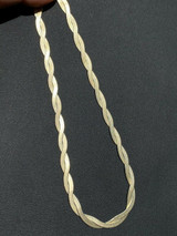 HarlemBling 14k Gold Over Solid 925 Silver Twisted Braided Herringbone Chain Necklace 16-20