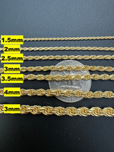 Rope Chain Necklace - 14k Gold Vermeil 925 Sterling Silver - 16"-30" - 1.5mm-5mm