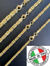 HarlemBling 14k Gold Real 925 Sterling Silver Byzantine Chain Mens Necklace 2.5-5mm 18-30