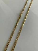 HarlemBling Mens Gold Figaro Chain 5mm 14k Yellow Gold Over Stainless Steel 18-30 Lengths
