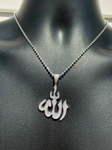 HarlemBling Mens Allah Islam Pendant 1ct Man Made Diamond Solid Sterling Silver 925 Diamond