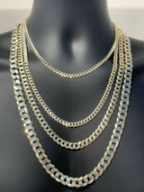 HarlemBling Two Tone Cuban Link Chain 14k Gold and Solid 925 Silver Diamond Cut ITALY 5-11mm