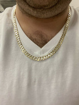 HarlemBling Real 925 Sterling Silver and 10k Yellow Gold Diamond Cut Cuban Link Chain Necklace