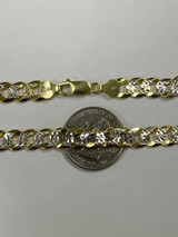 HarlemBling Real 925 Sterling Silver and 10k Yellow Gold Diamond Cut Cuban Link Chain Necklace