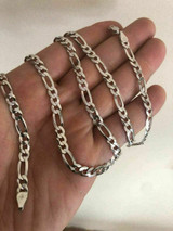 HarlemBling Mens 5.25mm REAL Solid 925 Sterling Silver Figaro Chain Necklace ITALY 18-26