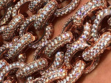 HarlemBling Rose Gold Over Solid 925 Sterling Silver Mens Thick Heavy Rolo Chain Diamonds