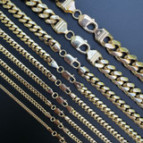 Miami Cuban Link Chain Necklace Lobster Clasp - Yellow Gold Vermeil 925 Sterling Silver - 16"-30" - 2mm-12mm