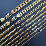 Miami Cuban Link Chain Necklace Lobster Clasp - Yellow Gold Vermeil 925 Sterling Silver - 16"-30" - 2mm-12mm