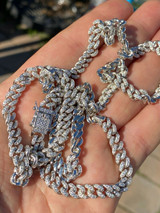 HarlemBling 6mm Miami Cuban Link Chain Iced Solid 925 Silver Chain Necklace 16 Choker - 30 Men Ladies