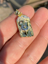 HarlemBling Solid 925 Silver and 14k Gold Jesus Piece HIP HOP 0.1ct REAL Natural Diamond Iced