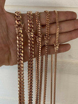 HarlemBling Miami Cuban Link Chain Or Bracelet 14k Rose Gold Over Solid 925 Silver Box Lock