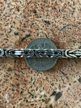 HarlemBling Mens Real Solid 925 Sterling Silver Byzantine Bracelet 6mm 31 Grams 7.5 Heavy