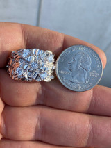 HarlemBling Mens REAL Solid 925 Sterling Silver Diamond Nugget Ring Sz 7-13 Hip Hop Ring ICY