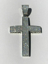 HarlemBling Large Solid 925 Silver Mens Cross 5ct Diamonds 3.25 BIG Hip Hop Pendant Jesus