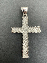HarlemBling Mens Large 2.25 Solid 925 Sterling Silver Nugget Cross Pendant Crucifix Chain