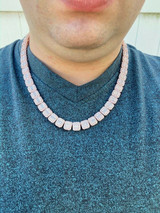 HarlemBling Mens Baguette Tennis Chain Rose Gold Over Real 925 Silver 18 Choker - 30 ICY