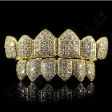 HarlemBling 14k Gold Over Real SOLID 925 Silver Diamond GRILLZ Teeth Top Bottom Hip Hop ICY