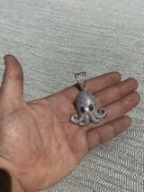 HarlemBling Octopus Emoji Pendant Solid 925 Sterling Silver ICY Diamond Hip Hop Piece Iced