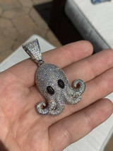 HarlemBling Octopus Emoji Pendant Solid 925 Sterling Silver ICY Diamond Hip Hop Piece Iced