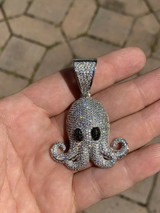 HarlemBling Octopus Emoji Pendant Solid 925 Sterling Silver ICY Diamond Hip Hop Piece Iced