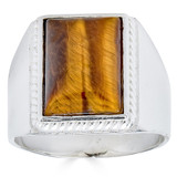 Downtown Old Timers Ring - 925 Silver - Genuine Tiger's Eye Stone