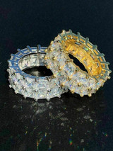 HarlemBling Tennis Ring 14k Gold and Solid 925 Silver Princess Cut Diamond Pinky Wedding Band