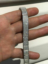 HarlemBling Mens Custom Made ICY Hip Hop Bracelet 925 Sterling Silver Diamond Rapper ICY