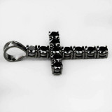 HarlemBling Tennis Chain W Cross Solid Real 925 Sterling Silver 4mm Black Diamonds 1 Row