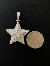 HarlemBling Solid 925 Silver ICY Hip Hop Mens Diamond Star 14k Plated SUPERSTAR Pendant