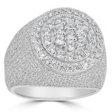 Round Cluster Iced Out Ring - 925 Silver - CZ Stones