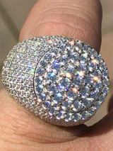 HarlemBling Mens Large Round Solid 925 Silver 10ct Diamond Pinky RING ICY HIP-HOP Size 7-13