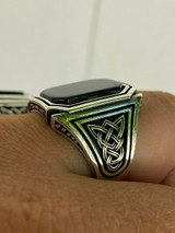 HarlemBling Real Solid 925 Sterling Silver Black Onyx Mens Large 25mm Signet Or Pinky Ring