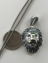 HarlemBling Solid 925 Sterling Silver Rasta Lion Leo Mens Pendant W 22 Chain Big 1x1.75