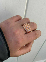 HarlemBling Mens 14k Rose Gold Over REAL Solid 925 Sterling Silver Nugget Ring Sizes 6-13