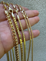 Franco Link Chain Necklace - 14k Gold Vermeil 925 Sterling Silver - 16"-30" - 2mm-5mm