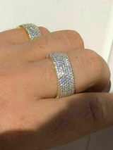 HarlemBling 14k Gold Over Solid 925 Silver Real Icy Eternity Band Wedding Hip Hop Pinky Ring