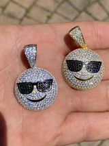 HarlemBling Real 925 Silver Hip Hop Cool Pendant Necklace Iced Smiley W Sunglasses Emoji
